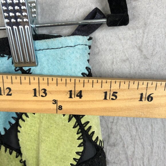 Metrostyle Maxi Skirt Womens 10 Black Blue Leather Circle Patches Mod Groovy - Picture 4 of 16